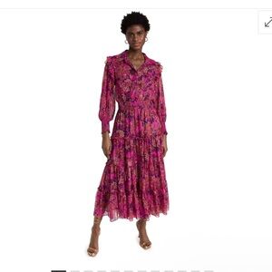 Misa Los Angeles Magenta Floral Tiered Maxi Dress